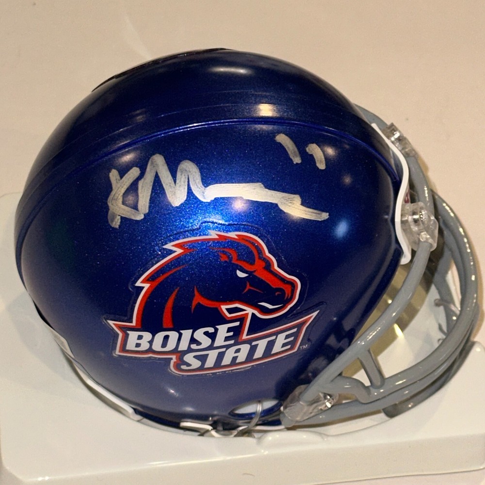 KELLEN MOORE Signed BOISE STATE Broncos VSR4 Mini-helmet Beckett (BAS)