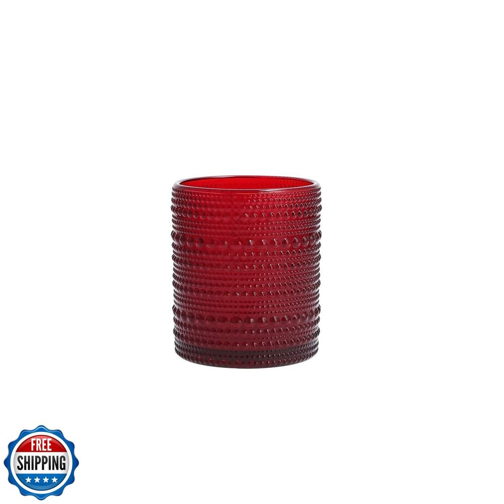 Fortessa Jupiter Beaded Hobnail 10oz Double Old Fashioned Glass Set of 4