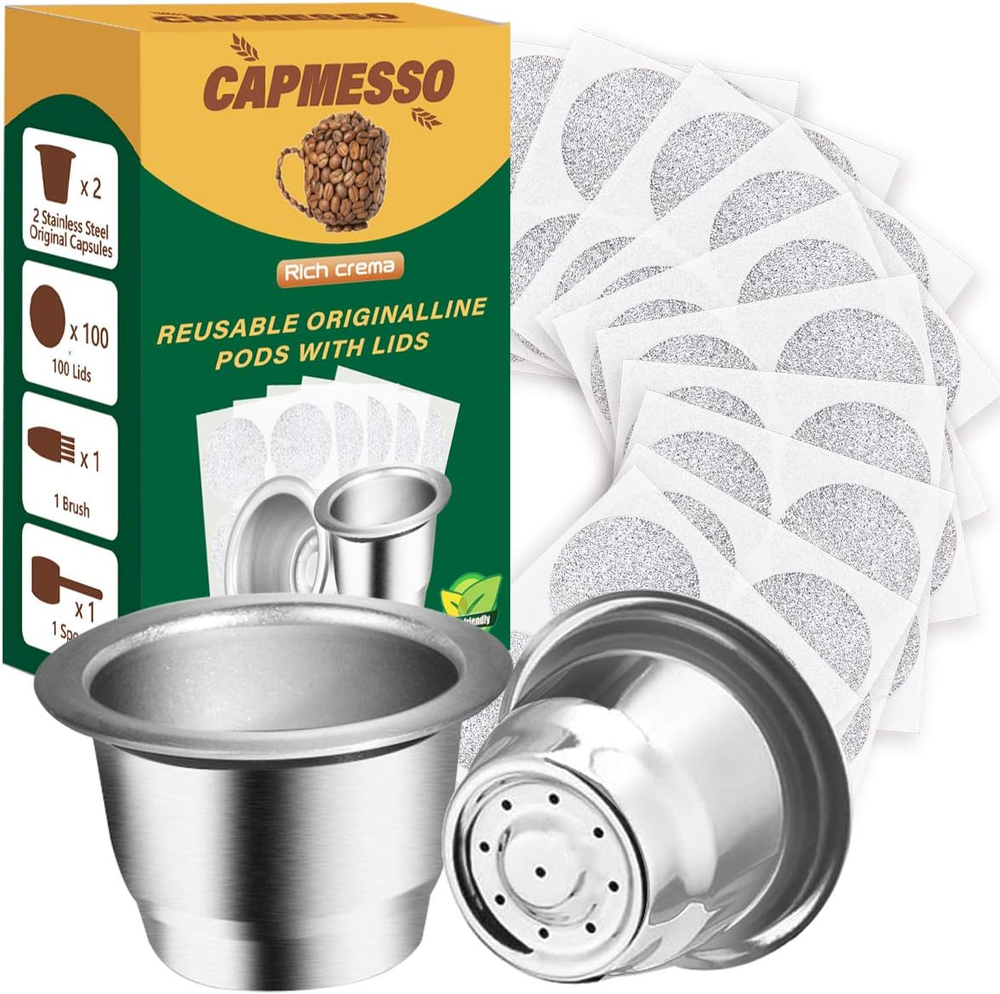 Reusable Capsules for Nespresso OriginalLine, Refillable Coffee Pods Stainless S