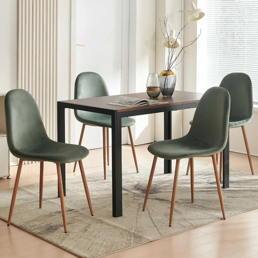 Velvet Dining Chairs Set of 4 -Kitchen Chairs with Metal Legs for Living,Bedroom