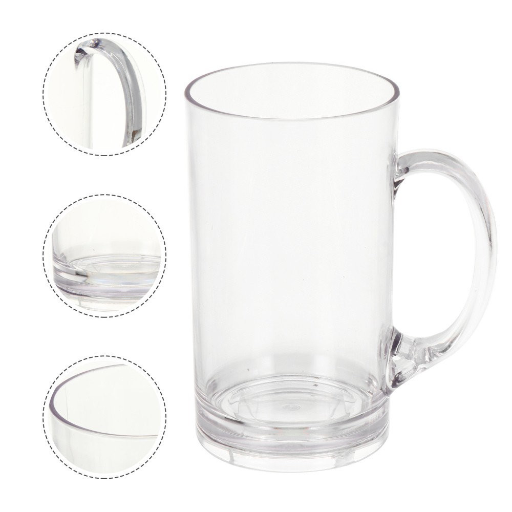 Set of 2 Clear Handle Beer Mugs Crystal Glass with Handles
