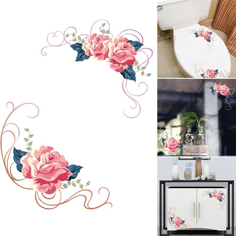 Ink Flower Vine Sticker Decal for Toilet Fridge Cabinet Glass PVC Decor  