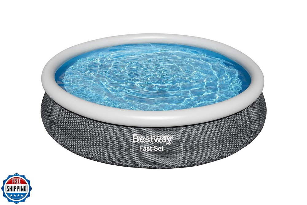 Bestway 12ft Fast Set Inflatable Pool with Rattan Print Design
