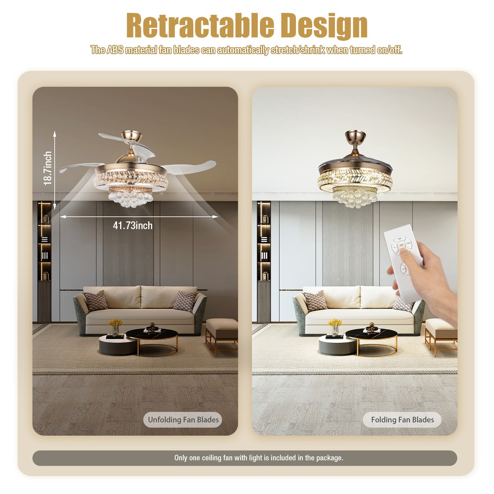 42-Inch LED Ceiling Fan Light with Remote Control Modern Chandelier Style