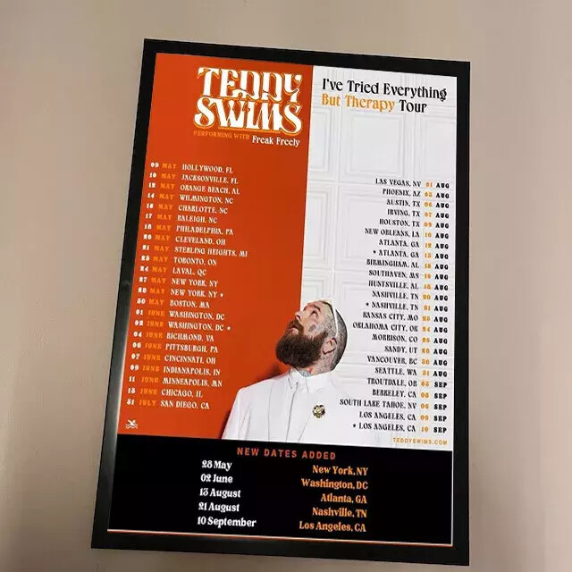 Teddy Swims 2025 Tour Poster, Concert Wall Art, Music Lover Decor Poster