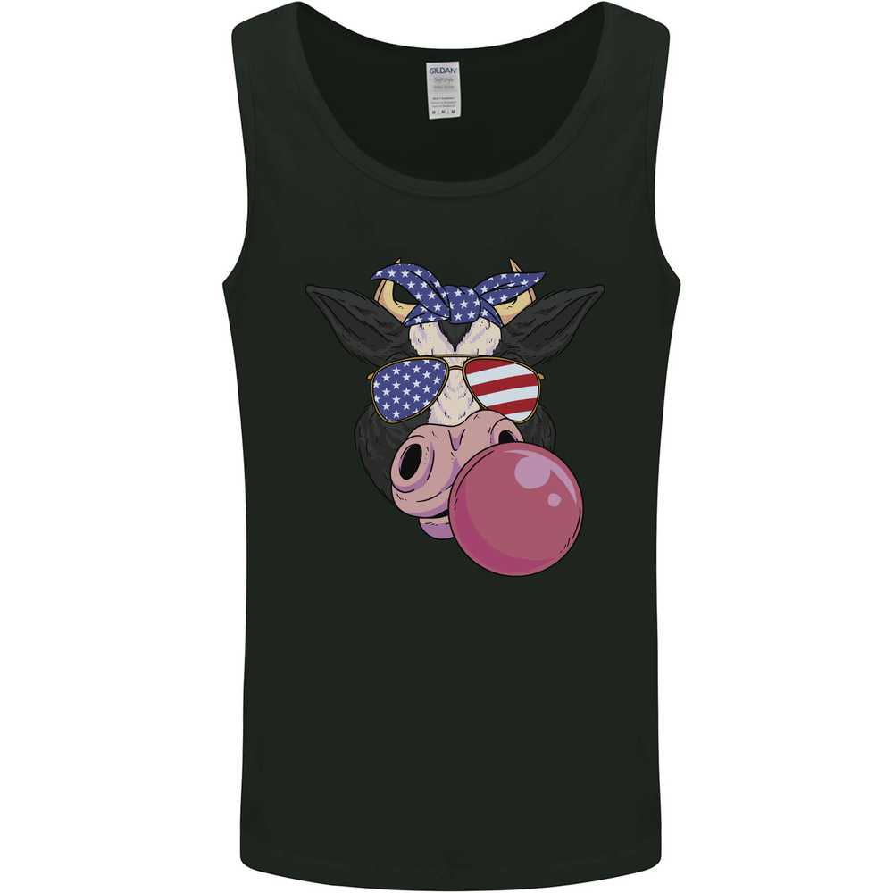 Bubblegum Cow American Shades & Bubble Gum Mens Vest Tank Top