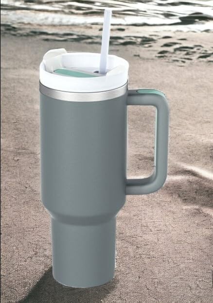 OmiOmi 40 oz tumbler with handle and lid straw, stainless steel insulated vacuum