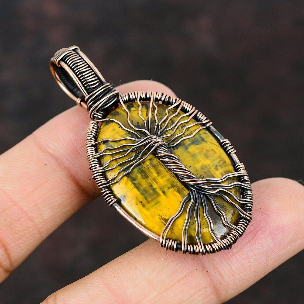 New Year Deal Copper Nellite Gemstone Wire Wrapped Daughter Boho Pendant Jewelry