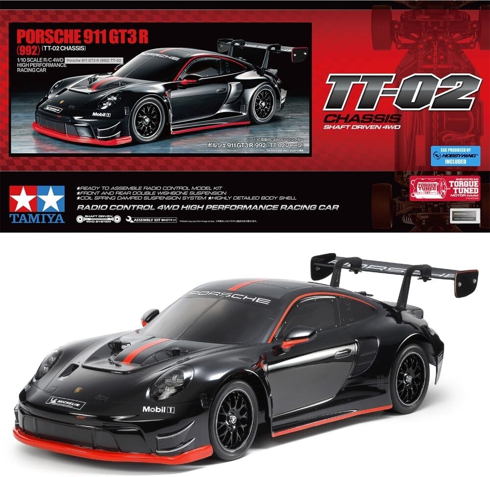 TAMIYA 1/10 RC No.745 PORSCHE 911 GT3 R 992 TT-02 CHASSIS KIT PAINTED BODY 58745