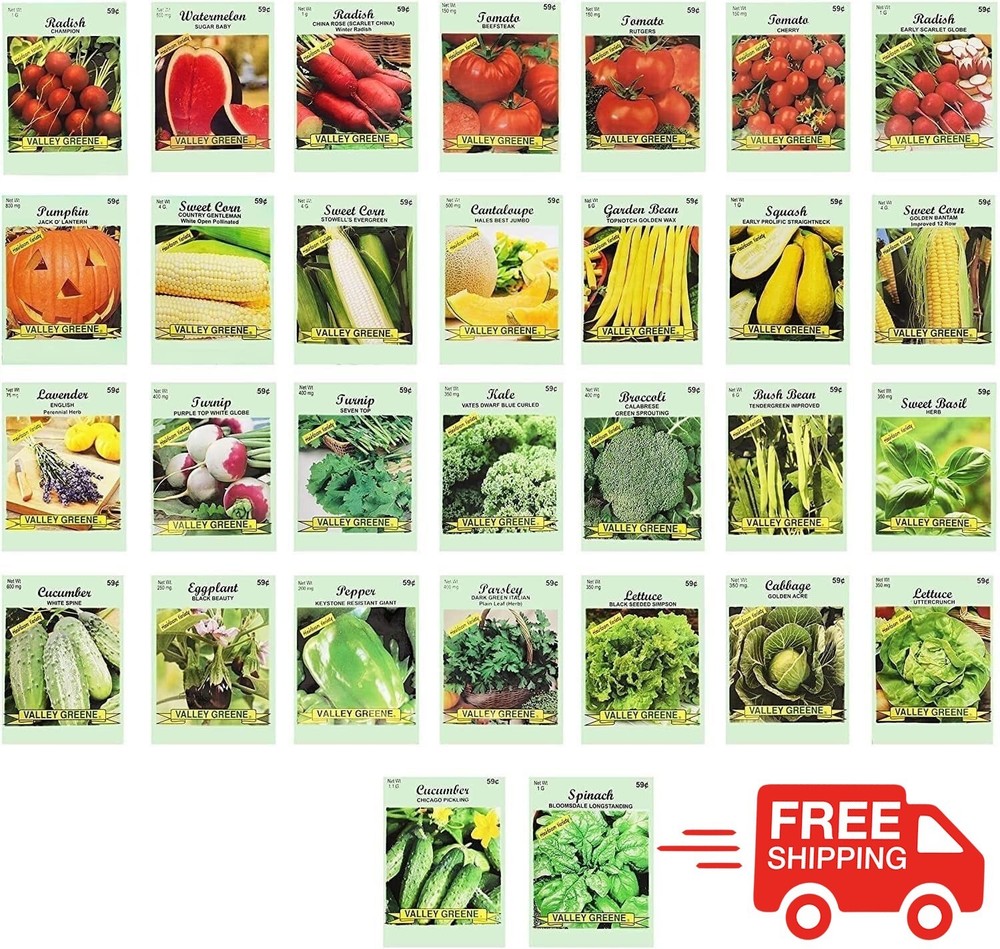 Black Duck Brand 30 Assorted Vegetable Seeds Plant Seed, Heirloom