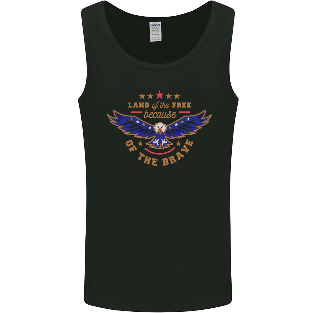 Land of the Free USA Veteran Independence Day Mens Vest Tank Top