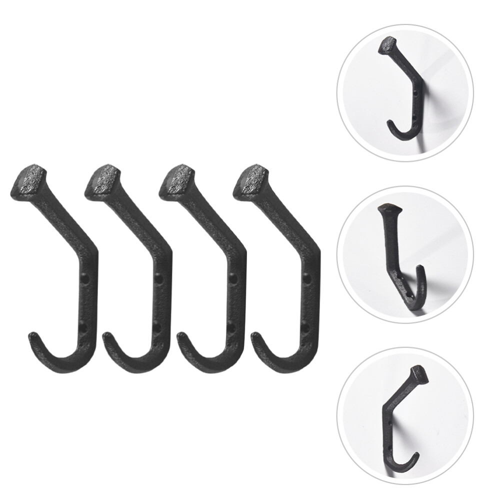 4Pcs Vintage Iron Coat Hooks Wall Mounted Rustic Door Hangers for Coats Hats Bags