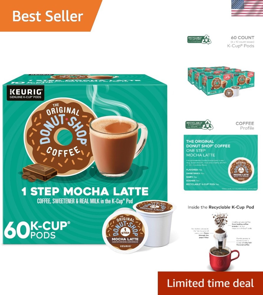 Mocha Latte, Single Serve Coffee K-Cup Pod, Flavored Coffee, 60 Count 6 Packs...