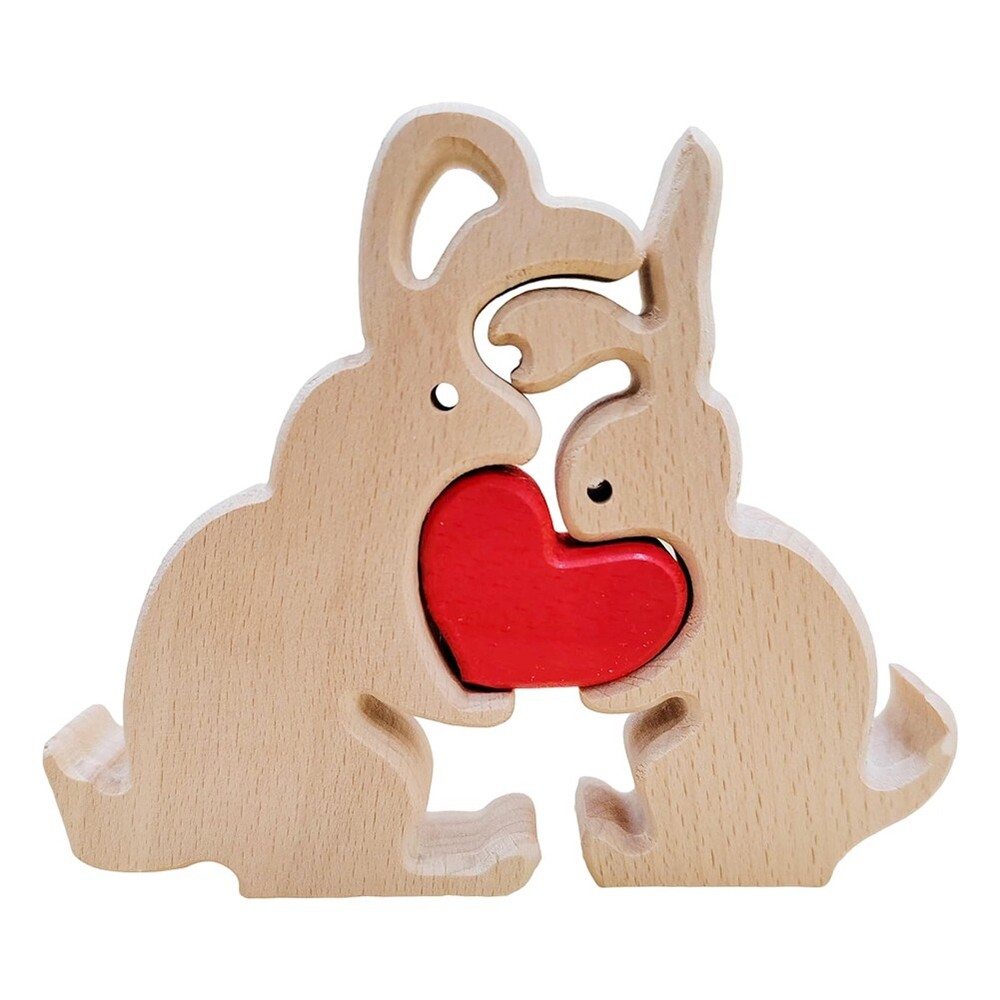 Bunny Figurines, Anniversary Creatives Gift, Wooden  Statue Spring1607