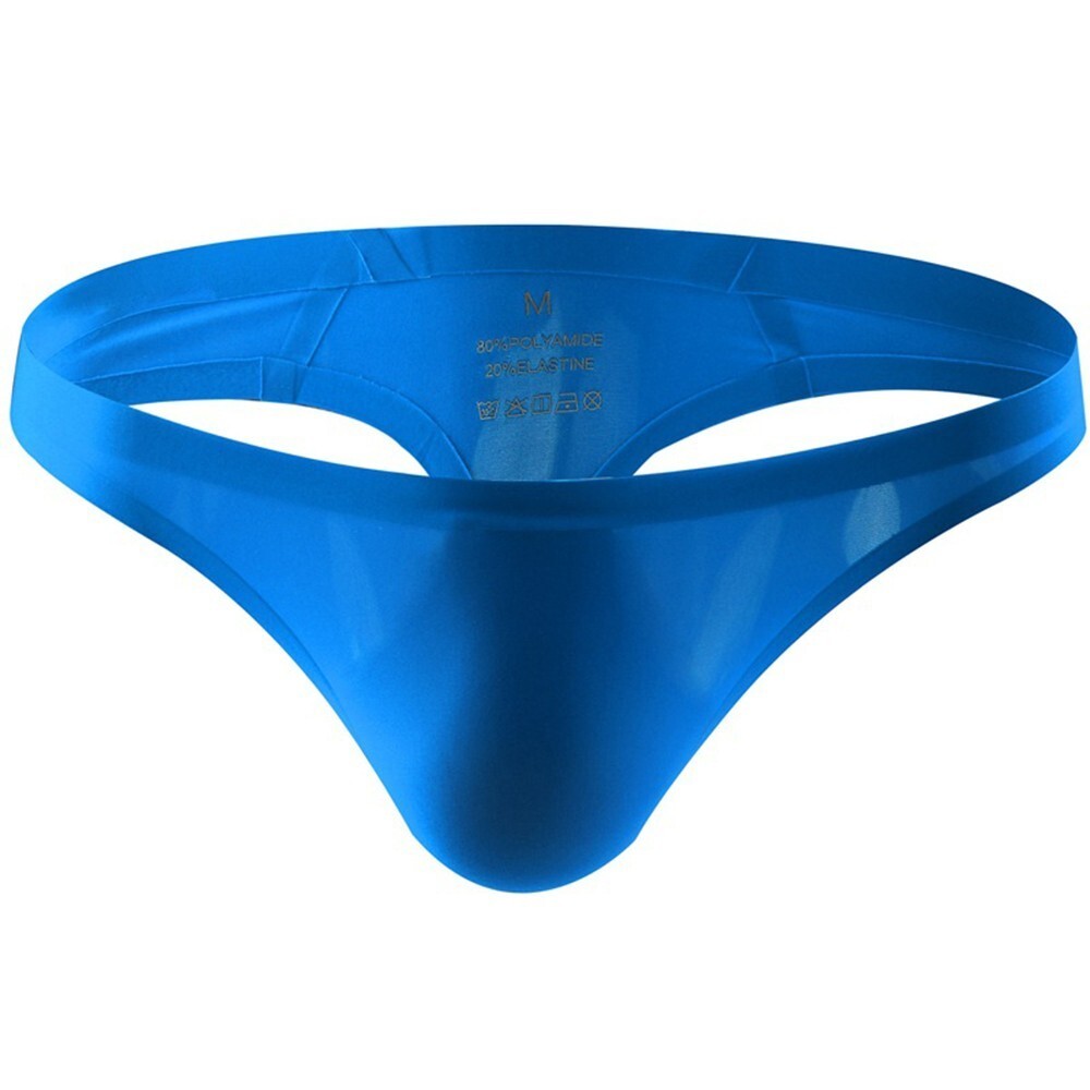 Mens Sexy Seamless Ice-Silk Briefs Breathable One-Piece Low Rise Thong Panties