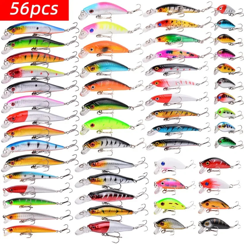 Kit De Señuelos Superficie Cebos Duros Para Pesca Lubina Lucio Agua Salada Dulce