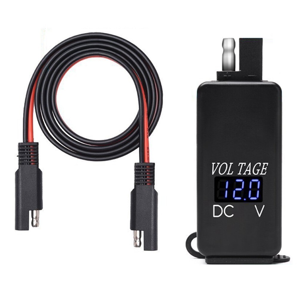 SAE to USB Adapter with Voltmeter and Quick Disconnect for Motorcycles