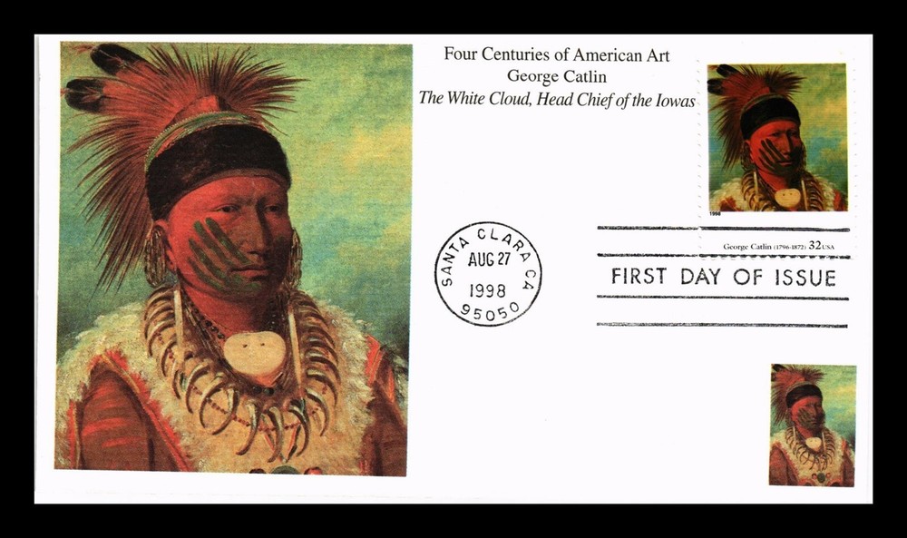 DR JIM STAMPS US COVER GEORGE CATLIN FOUR CENTURIES AMERICAN ART FDC MYSTIC