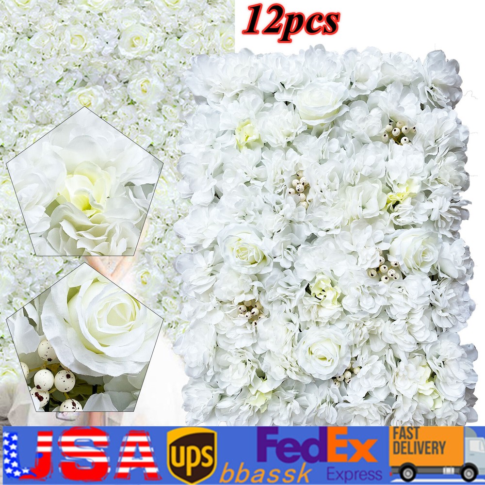 12* Artificial Flower Wall Panel Wedding Backdrop Event Party Flower Wall Panel