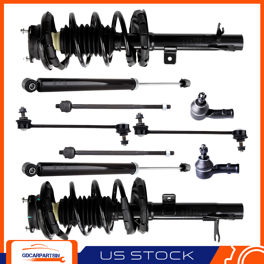 10Pc Front Rear Strut Shock Tie Rod Sway Bar Link Kit Ford Focus 2000-2005