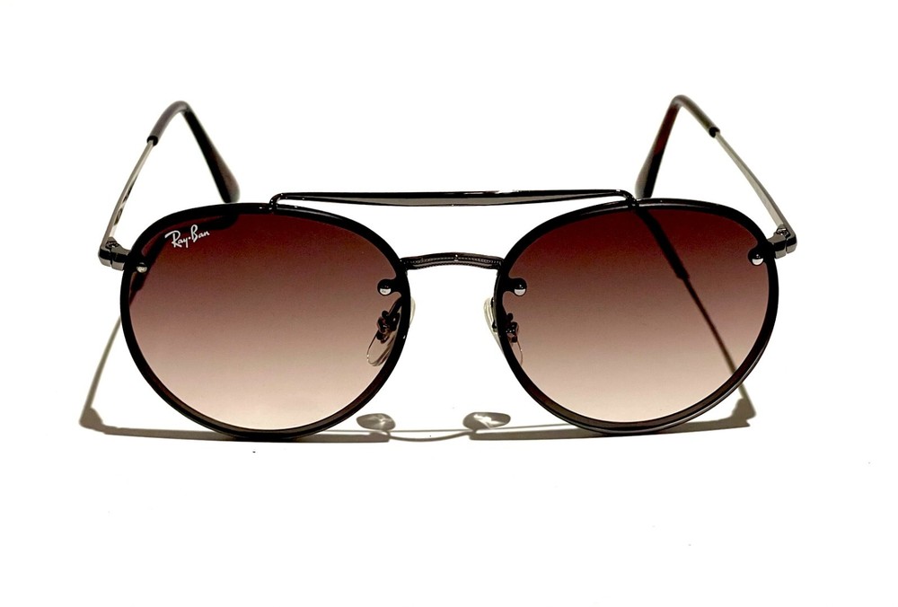 Ray-Ban Blaze Round DB RB3614N Gradient Brown Lens Gunmetal Frame 54mm