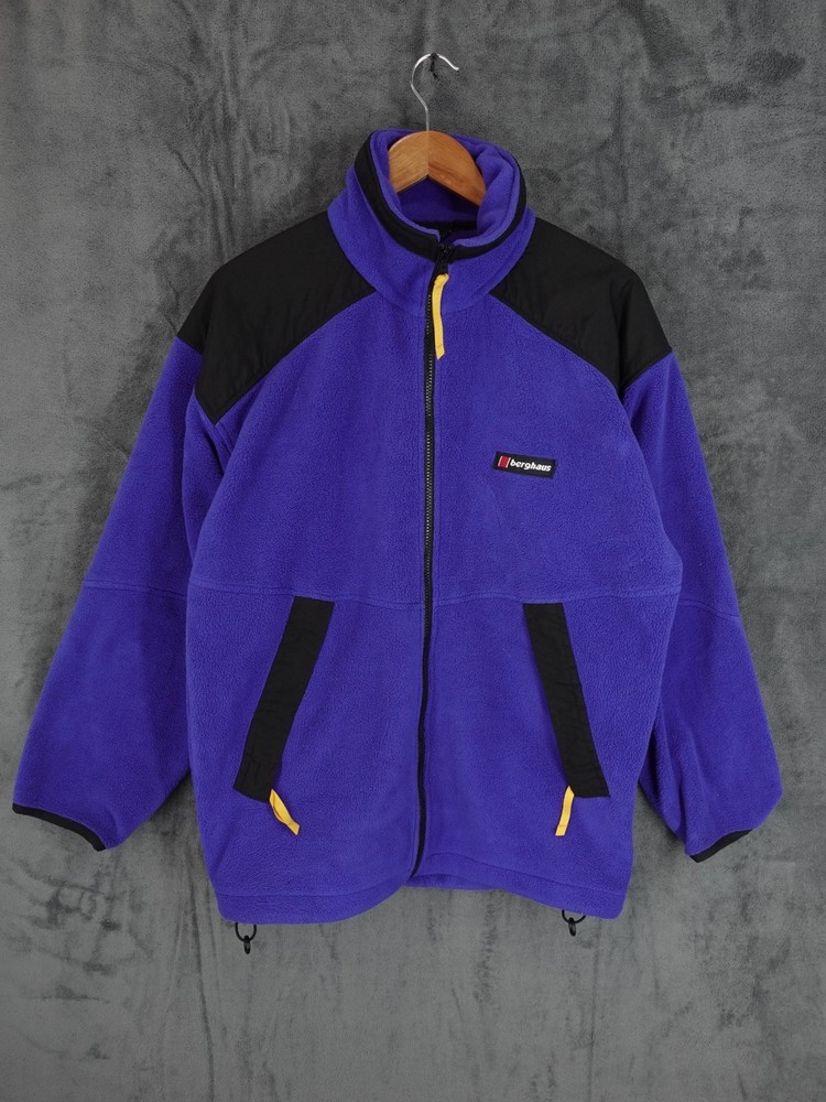 Vintage Berghaus Jacket Mens Medium Blue Purple Slingshot Fleece Outdoor Hiking