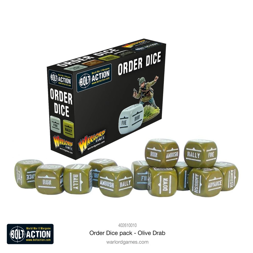 Bolt Action: Order Dice Pack  Olive Drab (12) Warlord Games 402616010