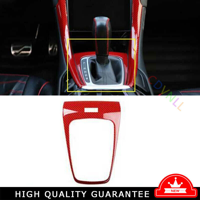 1P Red Carbon Fiber Console Gear Shift Frame Trim For Ford Mondeo Fusion 13-2016