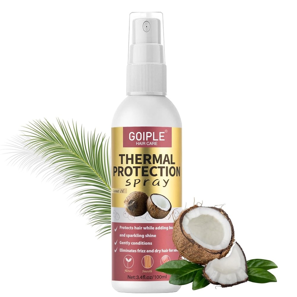 Heat Protectant Spray for Hair - Coconut- Thermal Protector Spray - Paraben & Dy