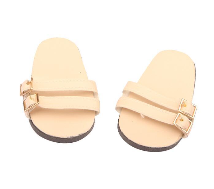 A pair of slippers made for 18'' American girl doll sandals shoes