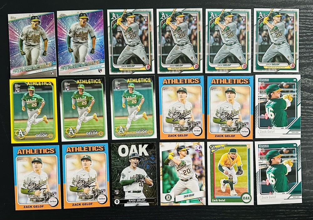 Zack Gelof Collection 18 Rookie Cards RC M/NM 2024 Oakland Athletics