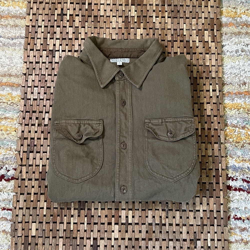 J. CREW Wallace & Barnes Button Down Western Work Shirt Green Men’s Medium M