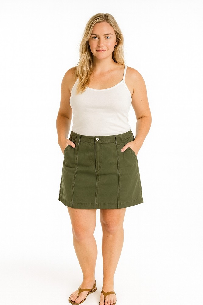 Geoffrey Beene Army Green Cotton Short Skirt Size 8 Summer Sport