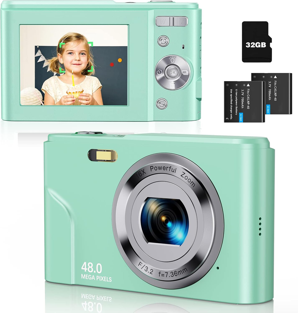 FHD 1080P 48MP Kids Digital Camera with Auto Focus Point and Shoot