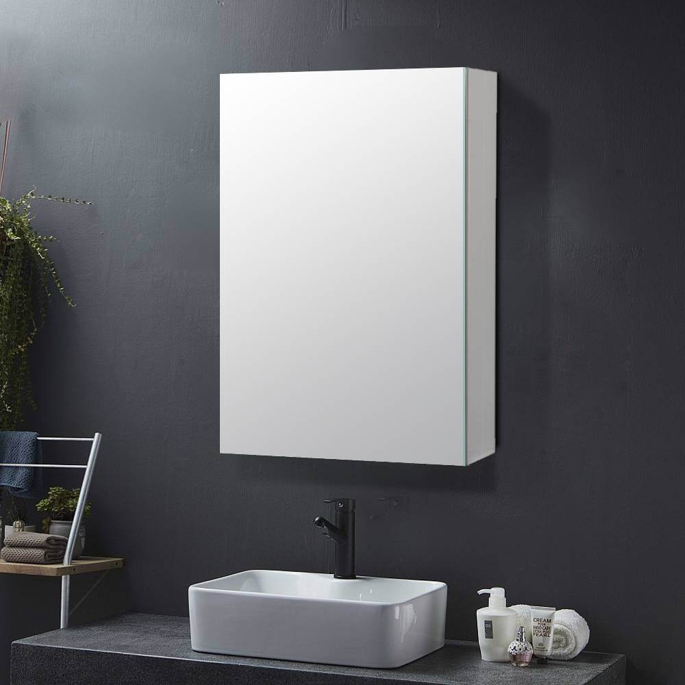 Soft Close Mirrored Medicine Cabinet 3 Glass Shelves,