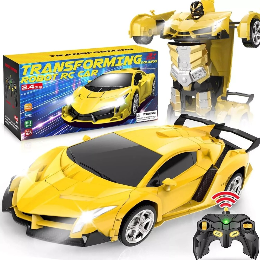 Remote Control Car，Transform Robot RC Cars with Cool LED Headlights, 2.4Ghz Toys
