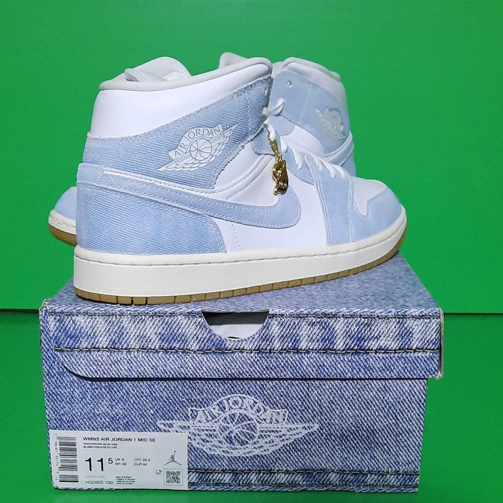 Jordan Air Jordan 1 Mid SE White Worn Blue Sail Denim Women's 11.5