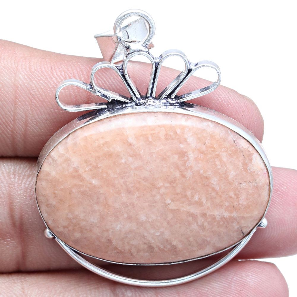 Amazonite Gemstone Silver Pendant Necklace Gift For Her 2 Inch