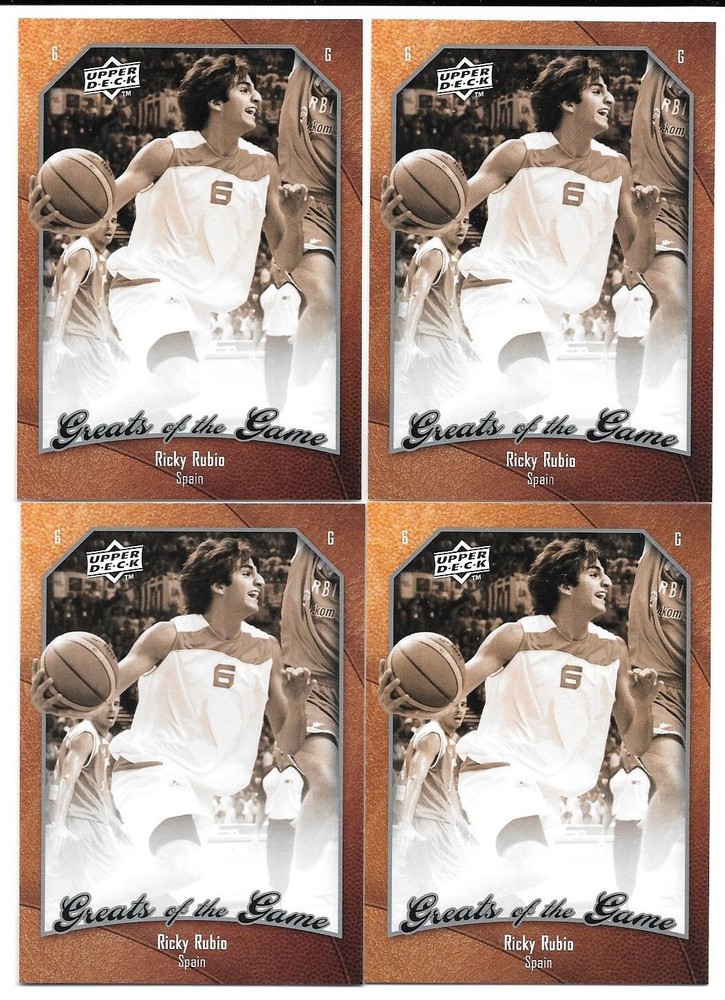 RICKY RUBIO ROOKIE 4 CARD LOT 2009-10 UPPER DECK GREATS OF THE GAME 44 TWOLVES