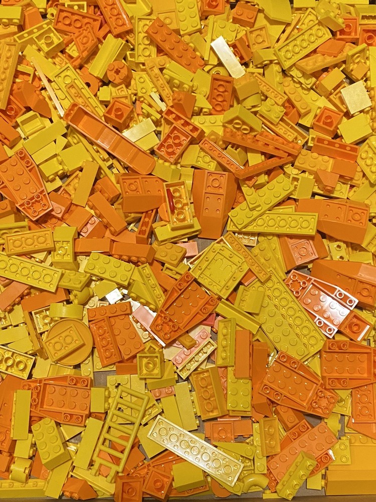 LEGO 1/4 lb Bulk Lot of Orange yellow bright Bricks Plates Specialty Parts