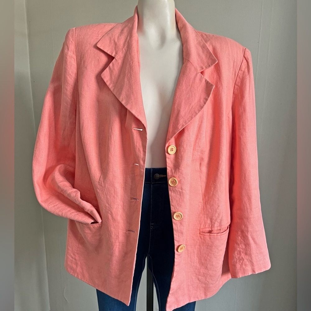 Bagatelle vintage orange button front linen blend blazer jacket