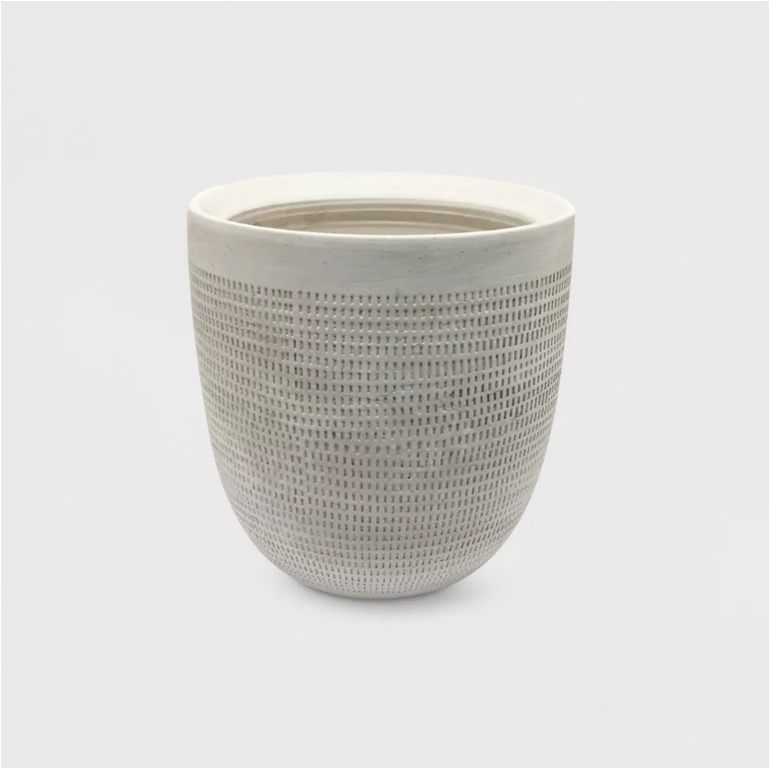 Textured White Ceramic Outdoor Planter Pot for Garden Decor