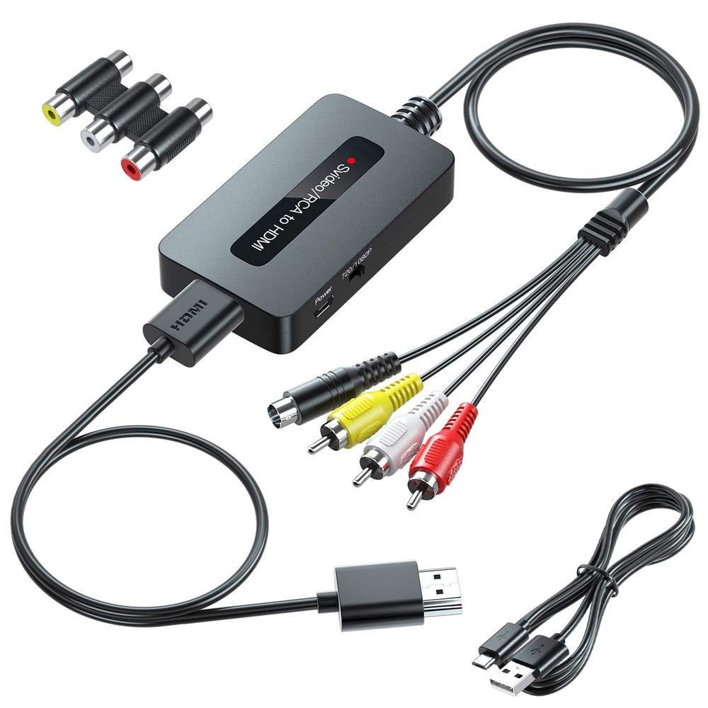 RCA Svideo to HDMI Converter with Integrated Cables for Seamless Connectivity