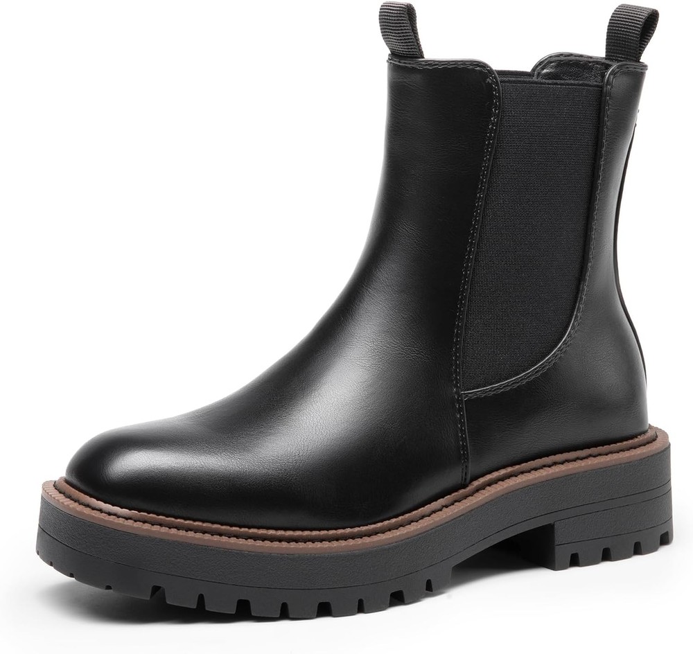 Dream Pairs Women’s Low Heel Lug Sole Chelsea Ankle Boots with Platform