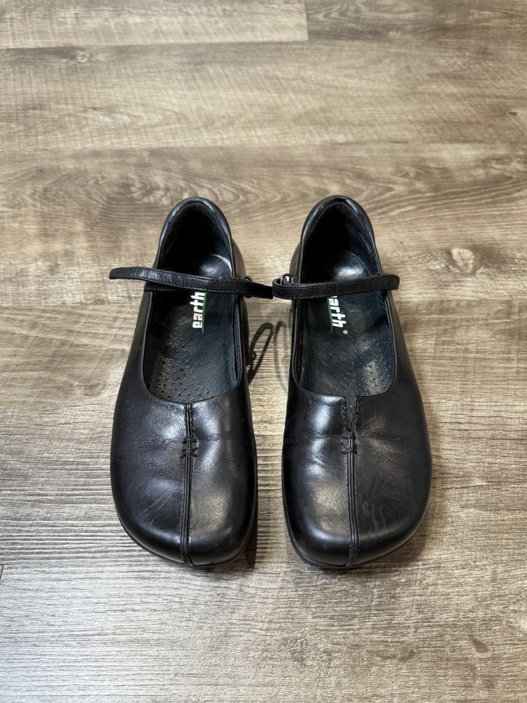 VTG Y2K Earth Shoes Women's Mary Janes 5B USA Black Leather solar Black