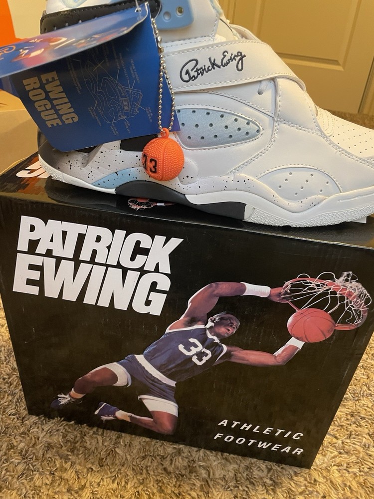 ewing athletics rogue high top white light blue black leather sneakers