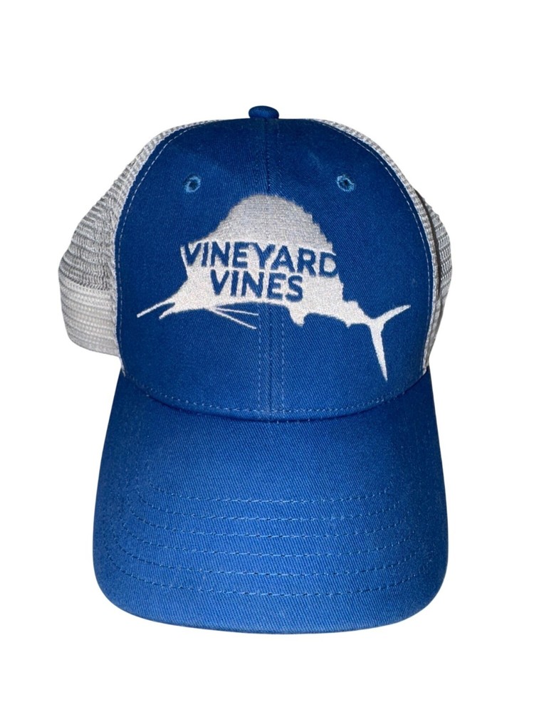 Vineyard Vines Adult Trucker Cap Snapback Baseball Blue/White Marlin Sailfish