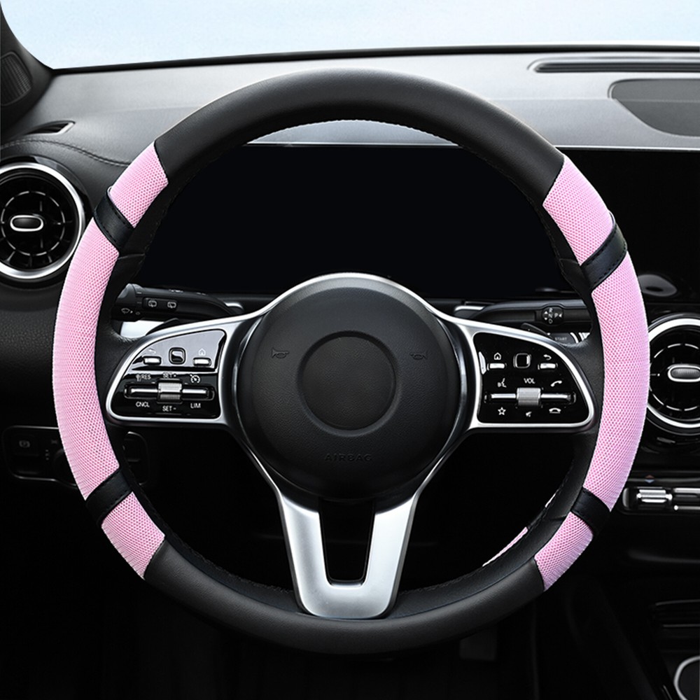 38cm 15'' Car Steering Wheel Cover for Women Girl Ice Silk Breathable Non-slip;