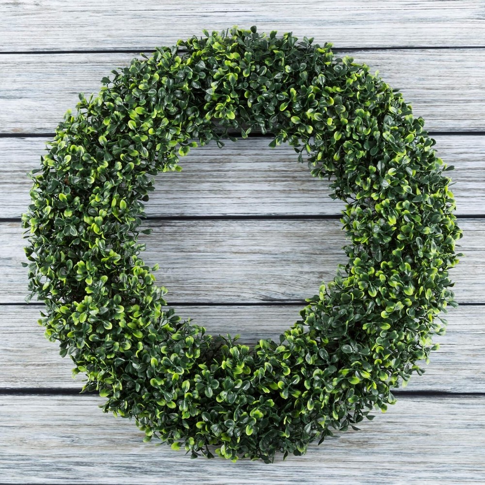 19.5-Inch Artificial Boxwood Wreath for Front Door Decor by Pure Garden