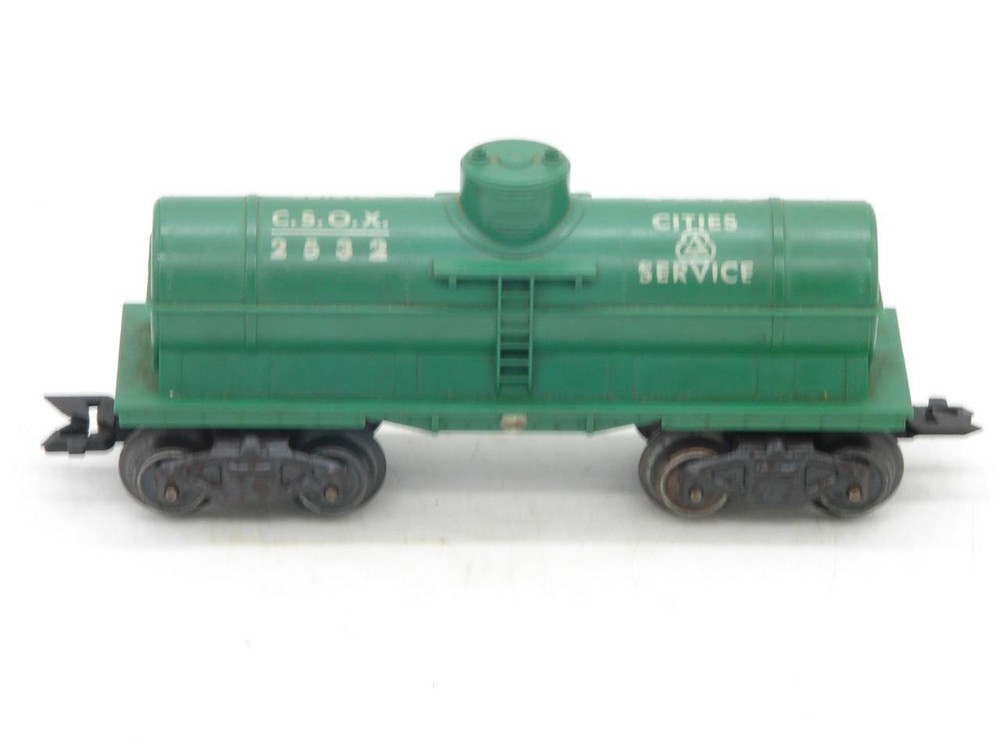 Marx Trains O Gauge 2532 Green Cities Service Tank Car on G Trucks